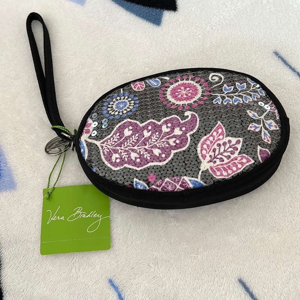 Vera Bradley oval shimmer wristlet 6.5 x4.5x1